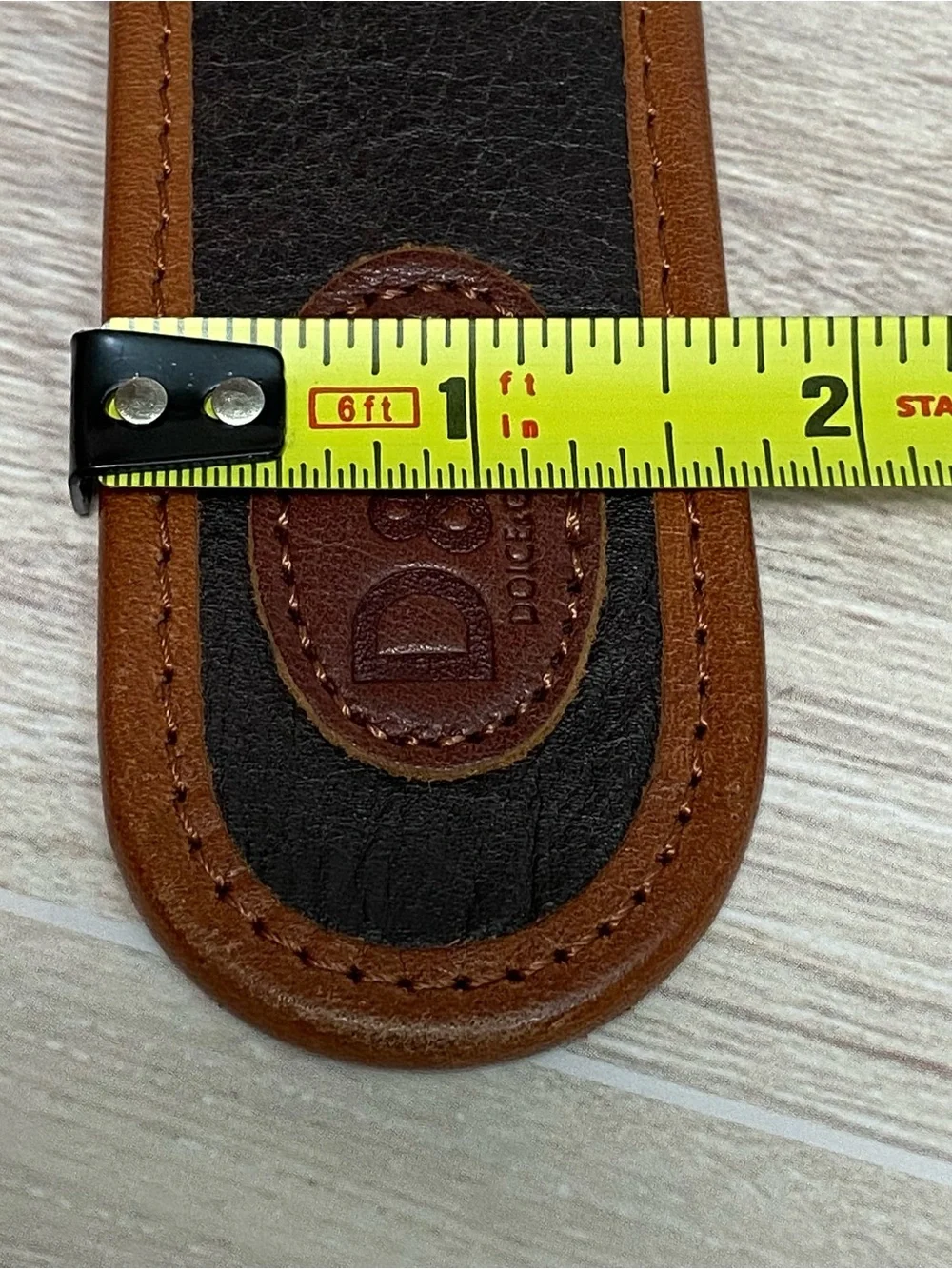 D&G Dolce & Gabbana Dark Brown Tan Floral Leather Belt with Brass Buckle Size 90